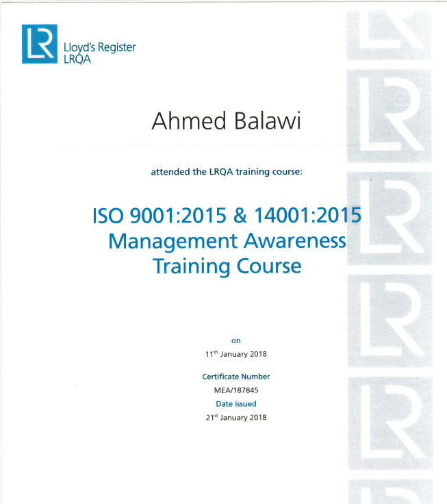 LRQA Certificate